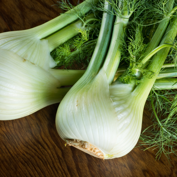 Fresh Holland fennel bulb and fronds in a 1.5 kg vegetable pack, showcasing the crisp, green stalks and aromatic bulb.