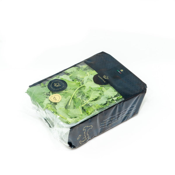 Fresh baby kale superfood in a 0.125 kg pack from Holland, vibrant green vegetable perfect for healthy meals.