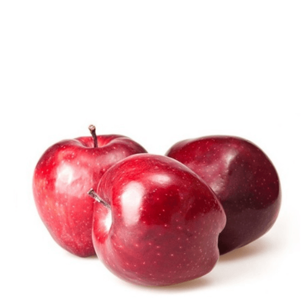 Red Delicious apples from Sharbatly in a 3 kg carton, fresh and vibrant red fruit with smooth skin and crisp texture.